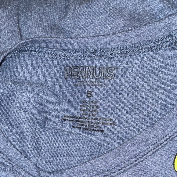 Peanuts Gang Navy Blue lightweight Graphic Sweatshirt Top Luxe Feel - Picture 2 of 3